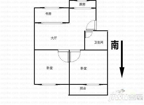 桂山新村2室1厅1卫63㎡户型图