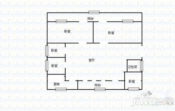 义井佳苑2室2厅1卫60㎡户型图