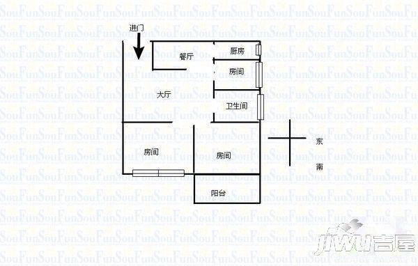 琯尾新村3室2厅2卫85㎡户型图