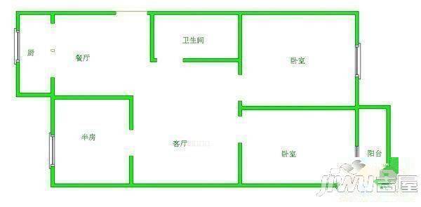 斗门红星3室1厅1卫63㎡户型图