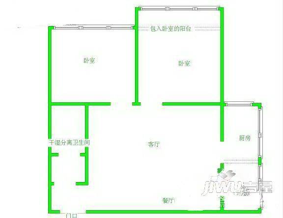 联福花园2室2厅2卫户型图