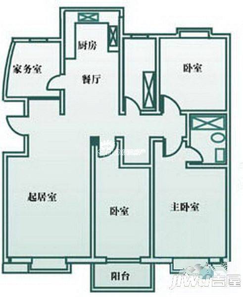 石鼓观鳌远西3室2厅1卫75㎡户型图