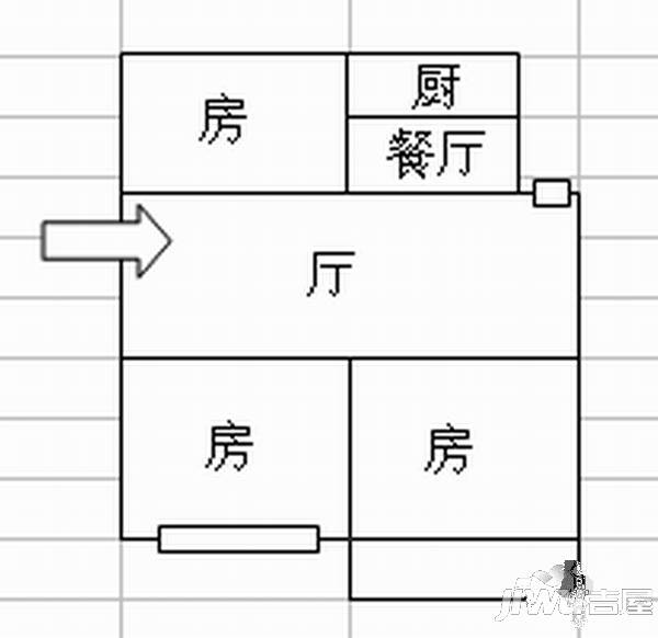 石鼓观鳌远西3室2厅1卫75㎡户型图