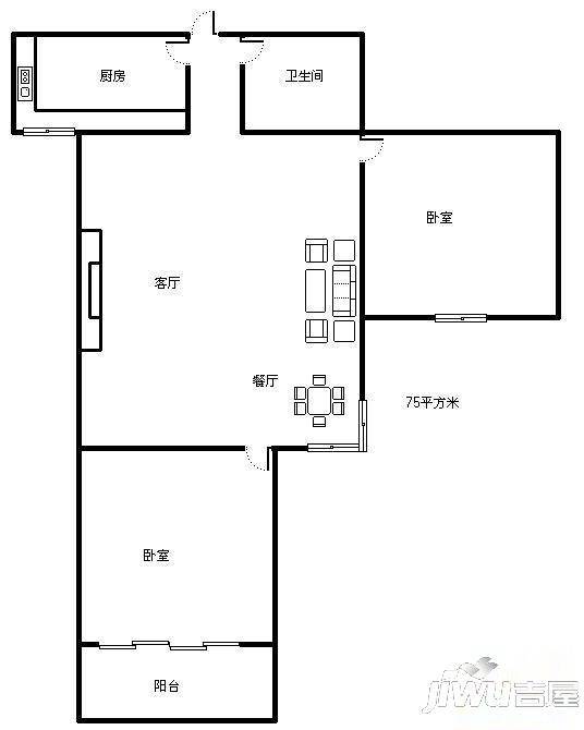 万科上海新苑2室1厅1卫99㎡户型图