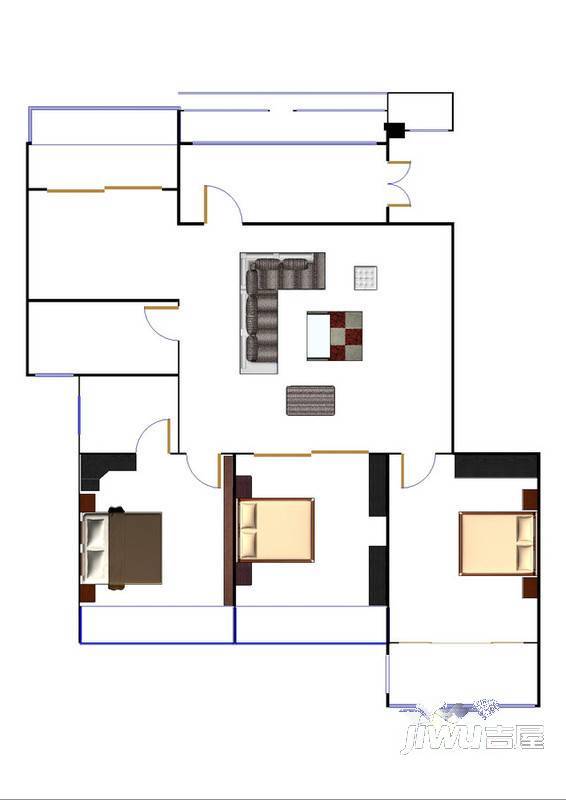 金色海岸4室2厅2卫162㎡户型图