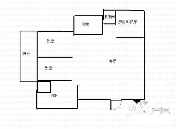 锦江花园三区3室2厅2卫136㎡户型图