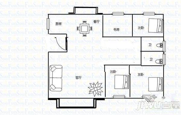 凯旋城3室2厅2卫135㎡户型图