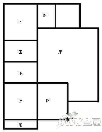东辉花园3室2厅2卫92㎡户型图
