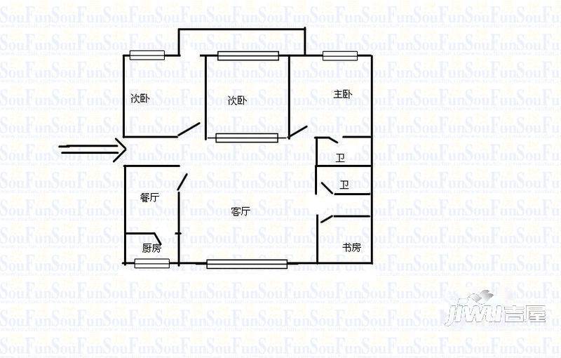 罗马花园3室2厅1卫125㎡户型图