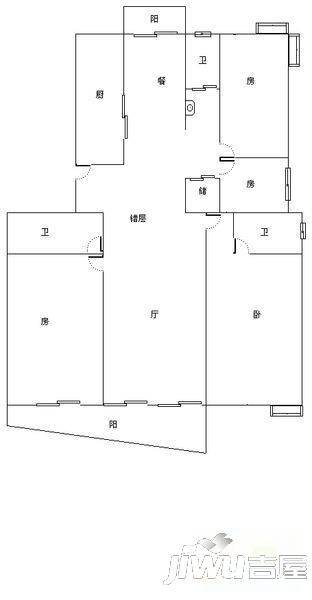 蓝山四季3室2厅2卫125㎡户型图