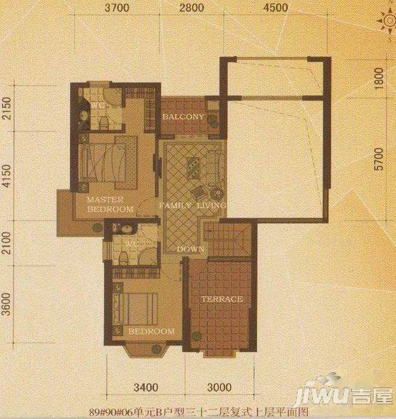 东方名城温莎堡3室2厅2卫户型图