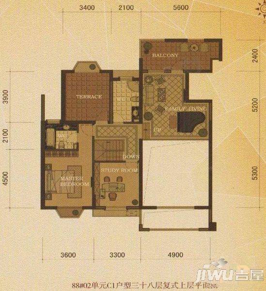 东方名城温莎堡3室2厅2卫户型图