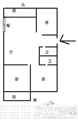 锦江花园3室2厅2卫115㎡户型图