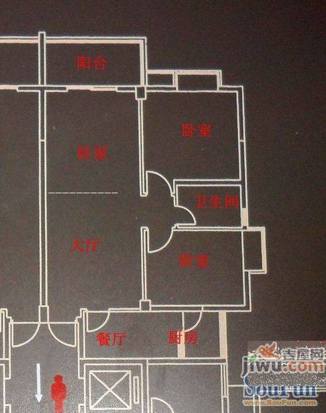 金山桔园三期3室2厅1卫85㎡户型图