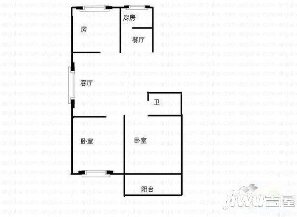 亚峰新区2室1厅1卫户型图