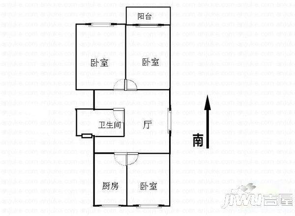 长寿园2室2厅1卫户型图