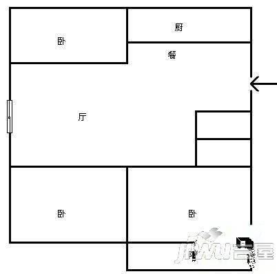 光明城3室2厅2卫103㎡户型图