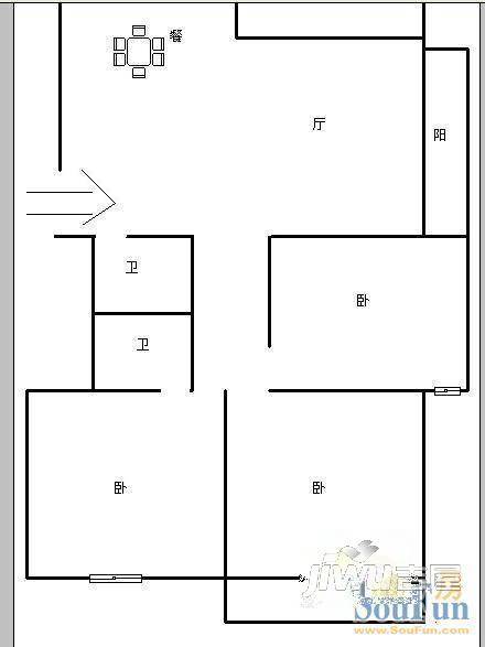 中利佳园3室2厅2卫户型图