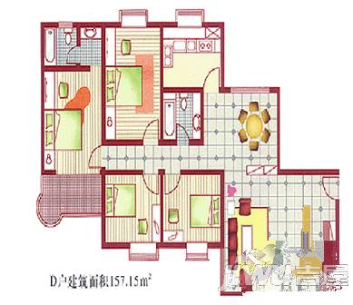 金钻世家3室2厅2卫119㎡户型图