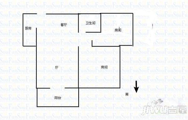 群升国际D区3室2厅2卫138㎡户型图