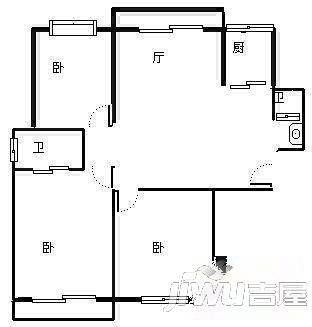 群升国际D区3室2厅2卫138㎡户型图