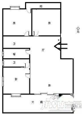 群升国际D区3室2厅2卫138㎡户型图