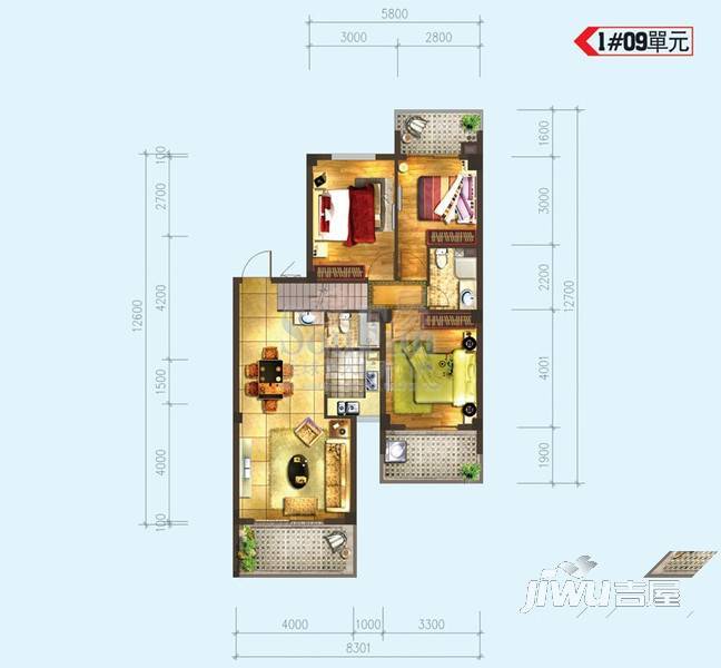 优派凯城3室2厅2卫137.1㎡户型图