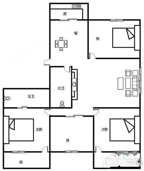 彬社新村3室2厅2卫户型图