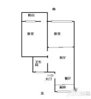 荷花新村2室1厅1卫55㎡户型图