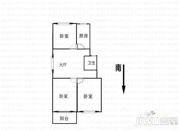 江域蓝湾3室2厅2卫129.3㎡户型图