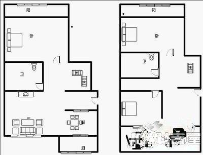 光明世家3室2厅2卫95㎡户型图