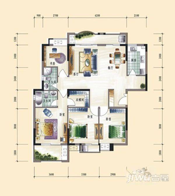 宏光苑4室2厅2卫130㎡户型图