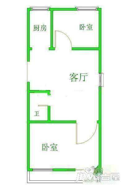 湖畔新村2室2厅1卫63㎡户型图