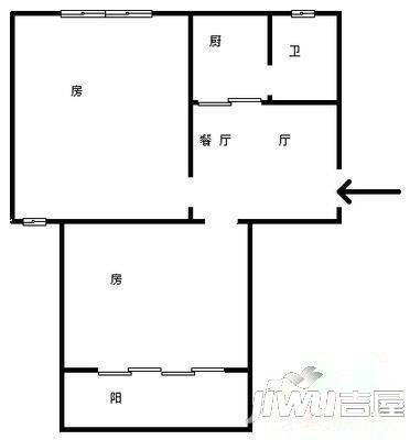 湖畔新村2室2厅1卫63㎡户型图