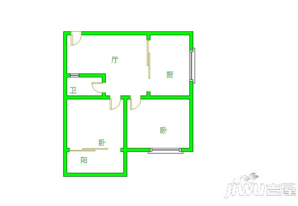 春海堂2室1厅1卫56㎡户型图