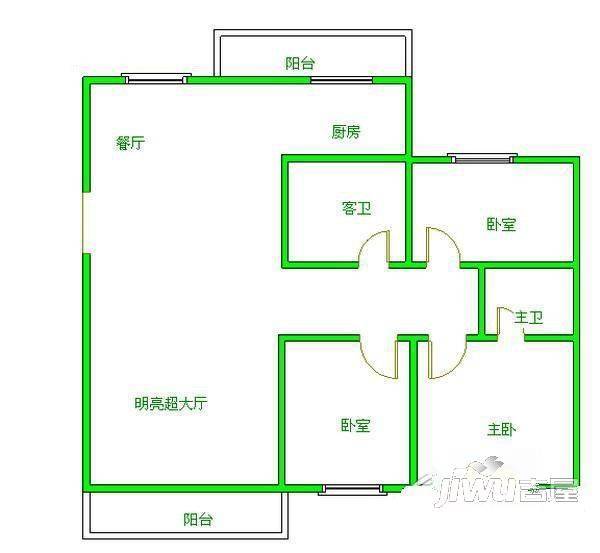 富城小区4室2厅2卫135㎡户型图