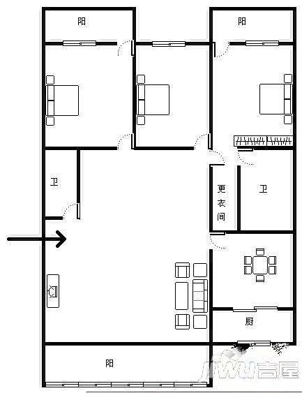 富城小区4室2厅2卫135㎡户型图