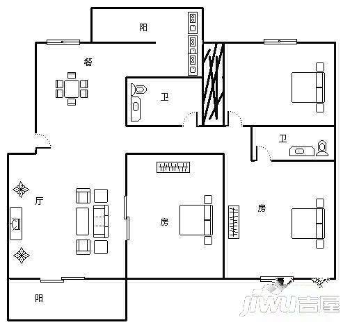 富城小区4室2厅2卫135㎡户型图