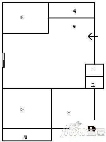 湖滨公寓3室2厅2卫108㎡户型图
