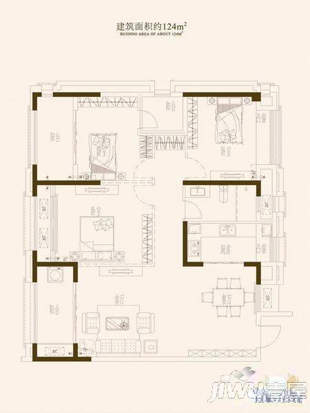 万科金域榕郡二期揽境3室2厅2卫122㎡户型图