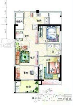 大儒世家花园四区2室2厅1卫60㎡户型图