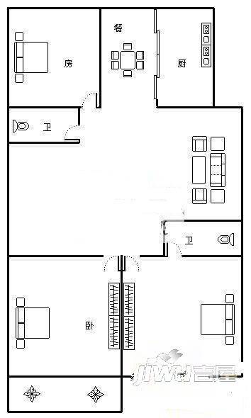 金源公寓4室2厅2卫186㎡户型图