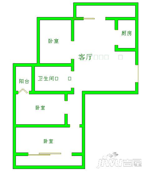 福湾新城春风苑二区3室2厅2卫102㎡户型图