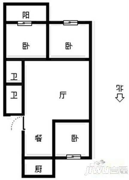 怡泉花园3室2厅2卫95㎡户型图