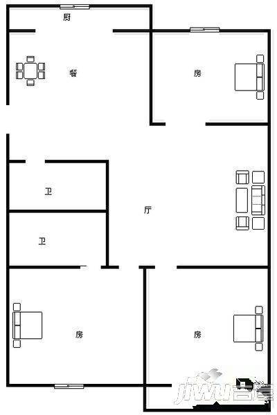 金色家园4室2厅2卫户型图