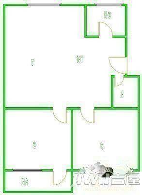 临江新天地玉岛苑2室1厅1卫65㎡户型图