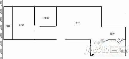 临江新天地玉岛苑2室1厅1卫65㎡户型图