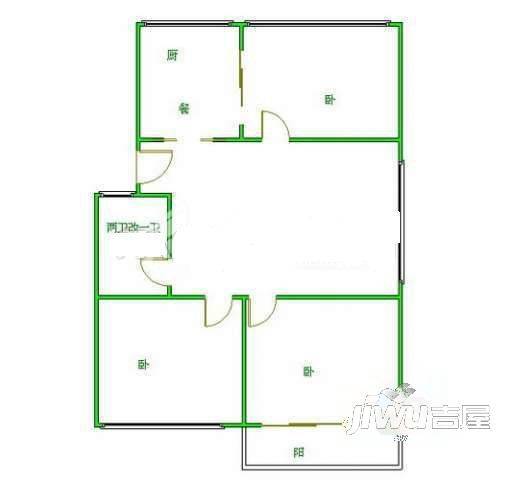 迎宾苑3室2厅1卫88㎡户型图