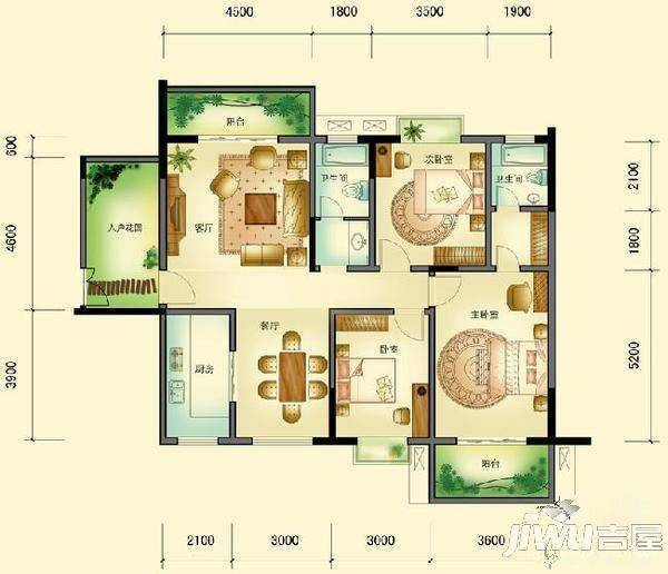 江南名居4室2厅2卫户型图