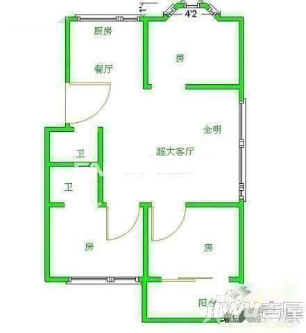 盖山龙苑新村3室2厅2卫101㎡户型图